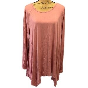 Goo Yoo Pink Handkerchief Hem Tunic Top 3XL Boho Soft Girl Asymmetrical